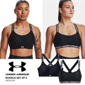 Under Armour Sports Bra Bundle (2) | Medium | Infinity + Crossback | Black